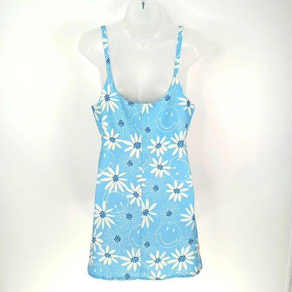 BSR by Samii Ryan X Smiley Face Light Blue Floral Mini Slip Dress Size Small - Picture 6 of 11